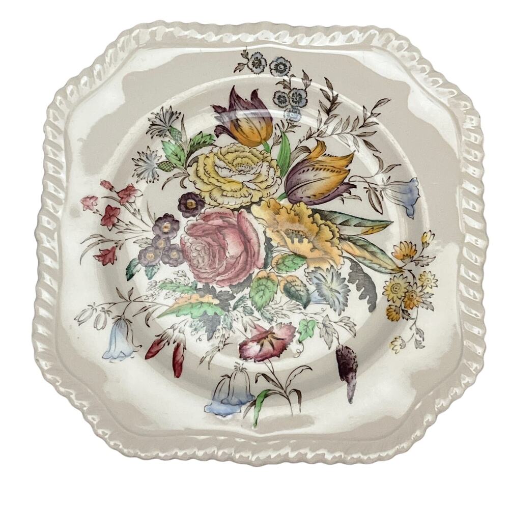 Johnson Bros Windsor Ware "Garden Bouquet" square salad Plates (Set of 4)